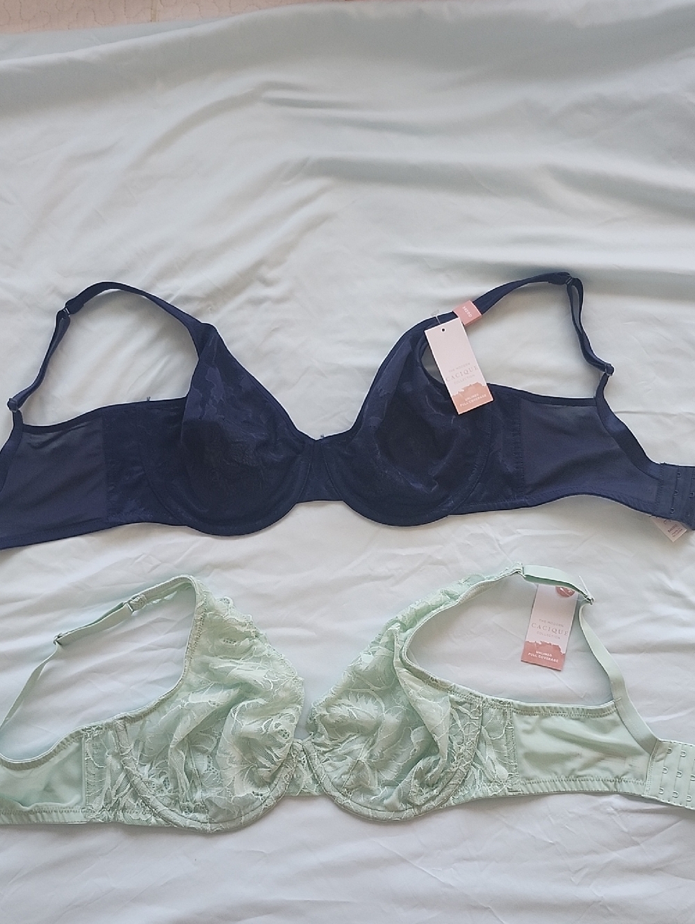 Cacique Two-Pack Full Coverage Underwire Bras in Mint and Navy